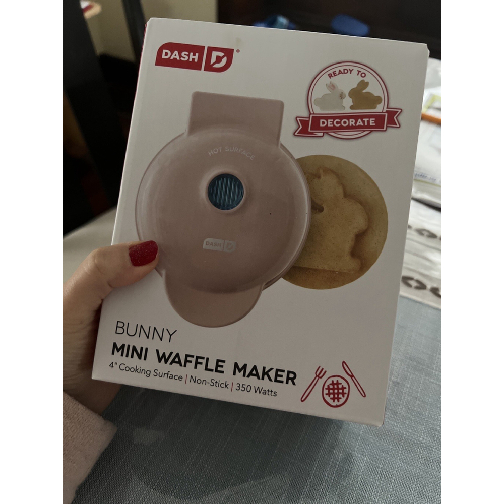 Dash Mini 4" Non Stick Bunny Waffle Maker Perfect for Single Serving (Pink)